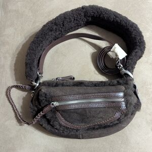 TOSCA BLU Dark Brown Shearling Crossbody Bag
